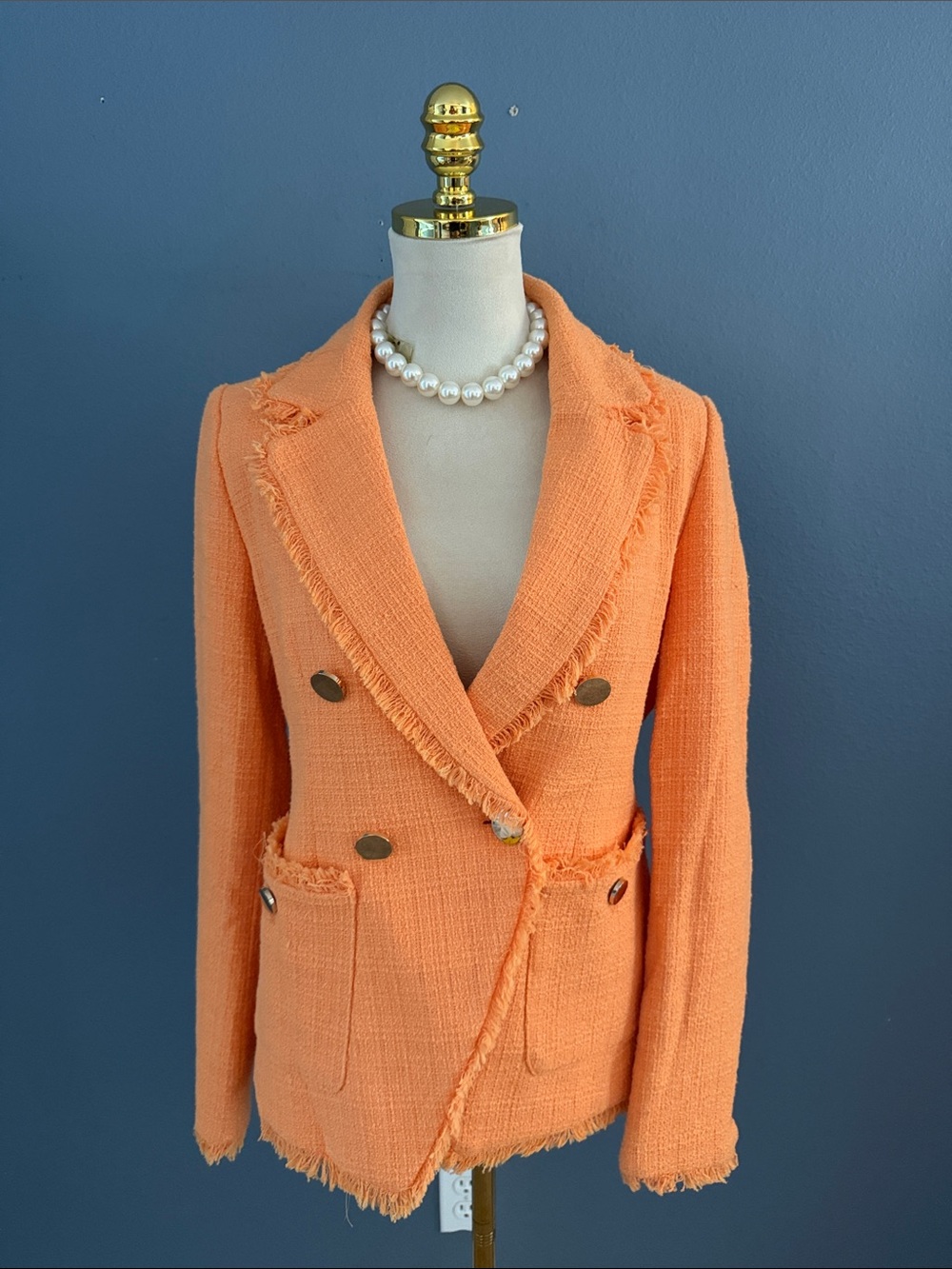 House of Harlow 1960 Orange Fringed Blazer